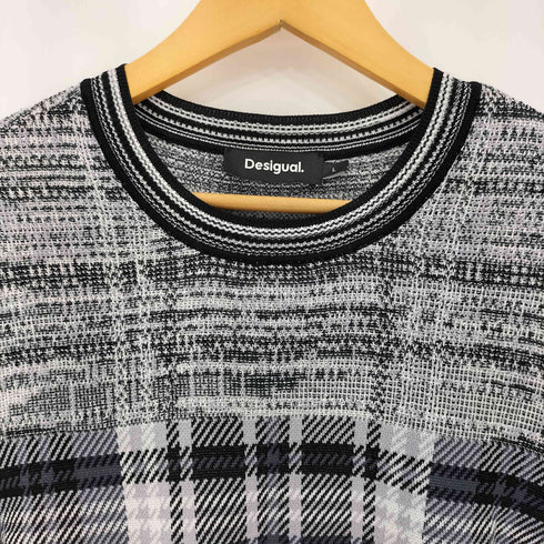デシグアル Desigual モノクロームジャカード レーヨン ナイロン 杢調のTシャツ レディース L