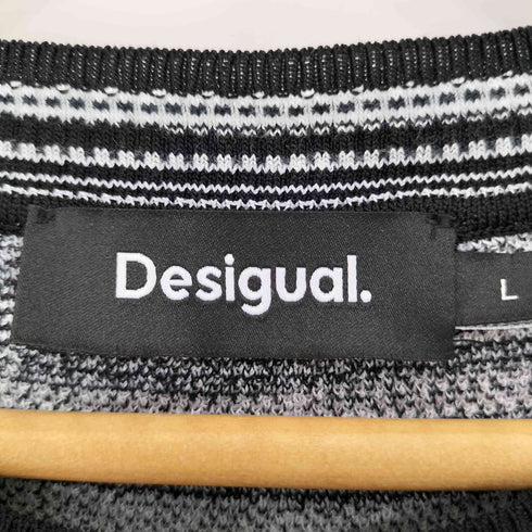 デシグアル Desigual モノクロームジャカード レーヨン ナイロン 杢調のTシャツ レディース L