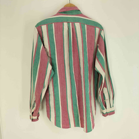 ラルフローレン RALPH LAUREN 90S ポニー刺繍 マルチストライプ L/S BD シャツ メンズ import:XL
