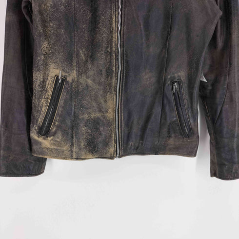ジージーディーエディション GGD edition GENUINE LEATHER ジップアップ レザー ジャケット メンズ