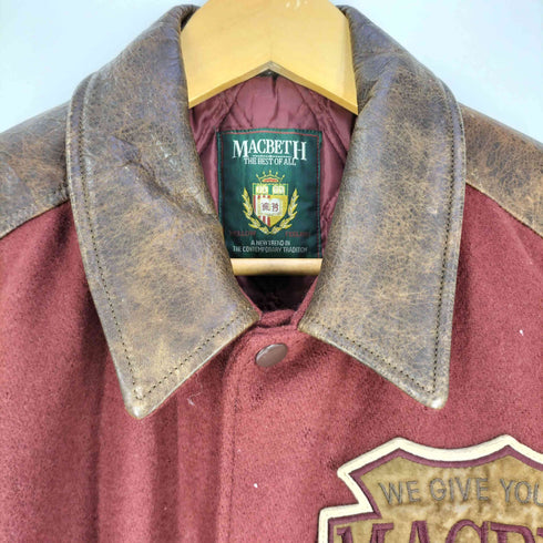 MACBETH ロゴワッペン 裏地キルティング レザー切替 スタジャン メンズ import:L