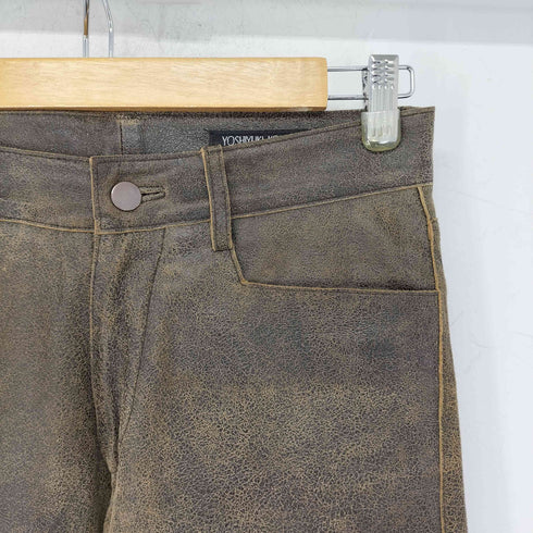 ヨシユキコニシ YOSHIYUKI KONISHI ひび割れ加工 ゴートレザーパンツ メンズ JPN:1