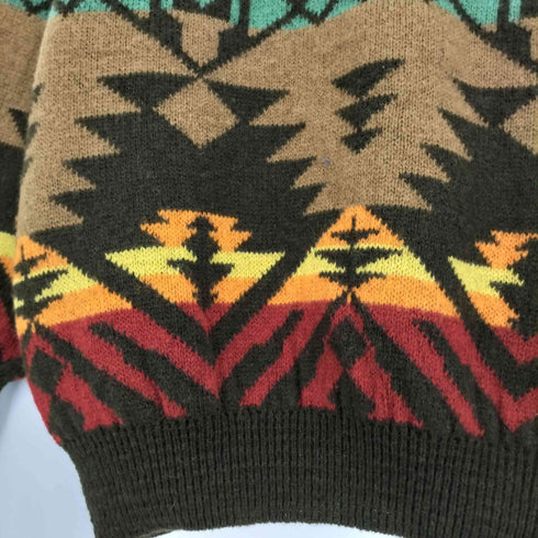 ユナイテッドカラーズオブベネトン UNITED COLORS OF BENETTON ネイティブ柄 イタリア製 モックネック ニット メンズ