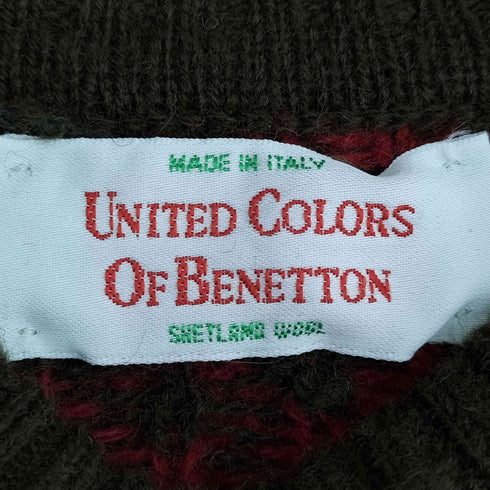 ユナイテッドカラーズオブベネトン UNITED COLORS OF BENETTON ネイティブ柄 イタリア製 モックネック ニット メンズ