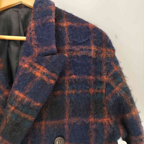 Danswer チェック ウールモヘア混 ダブルチェスターコート メンズ 44