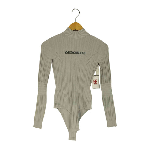 オフホワイト OFF-WHITE Logo Print Ribbed Bodysuit ロゴプリント カットアウト ボディースーツ レディース EUR:38