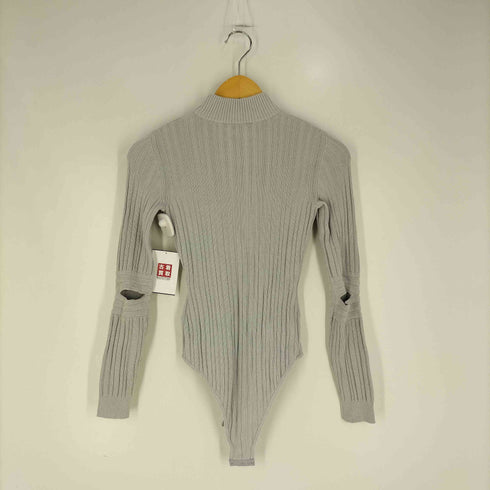 オフホワイト OFF-WHITE Logo Print Ribbed Bodysuit ロゴプリント カットアウト ボディースーツ レディース EUR:38