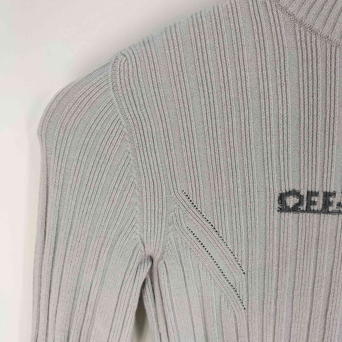 オフホワイト OFF-WHITE Logo Print Ribbed Bodysuit ロゴプリント カットアウト ボディースーツ レディース EUR:38