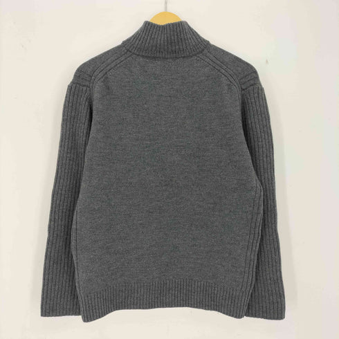 バーバリーブラックレーベル BURBERRY BLACK LABEL ロゴ刺繍 ウール 袖リブ ハーフボタン ニット プルオーバー メンズ JPN:4