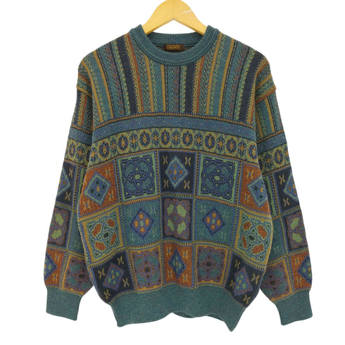 アラミス ARAMIS 総柄 レトロデザイン ウールナイロン クルーネックニット メンズ JPN:L