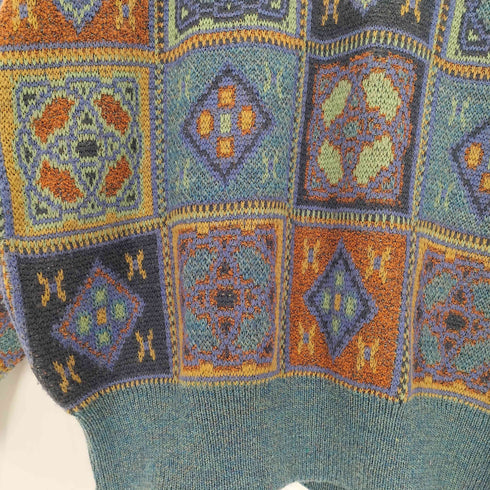 アラミス ARAMIS 総柄 レトロデザイン ウールナイロン クルーネックニット メンズ JPN:L