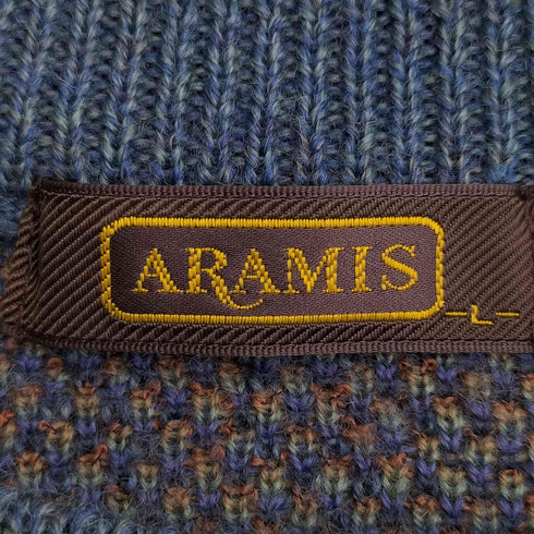 アラミス ARAMIS 総柄 レトロデザイン ウールナイロン クルーネックニット メンズ JPN:L