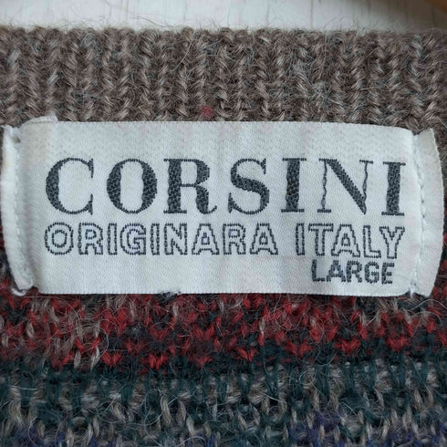 コルシーニ corsini 総柄 イタリア製 ウール クルーネックニット メンズ L