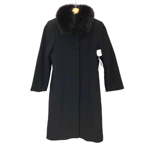 カシミヤ CASHMERE CASHMERE 100% Real Fur Balmacaan Coat オールカシミア リアルファー付き バルマカーン ステンカラーコート 比翼 レディース 7