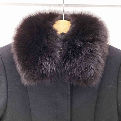 カシミヤ CASHMERE CASHMERE 100% Real Fur Balmacaan Coat オールカシミア リアルファー付き バルマカーン ステンカラーコート 比翼 レディース 7