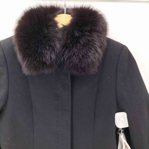 カシミヤ CASHMERE CASHMERE 100% Real Fur Balmacaan Coat オールカシミア リアルファー付き バルマカーン ステンカラーコート 比翼 レディース 7