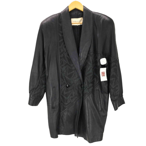 Emboss Lamb Leather Chester Long Coat エンボス加工 羊革 ラムレザー チェスター ロング コート レディース import:M