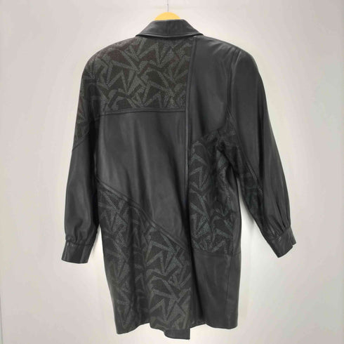 Emboss Lamb Leather Chester Long Coat エンボス加工 羊革 ラムレザー チェスター ロング コート レディース import:M