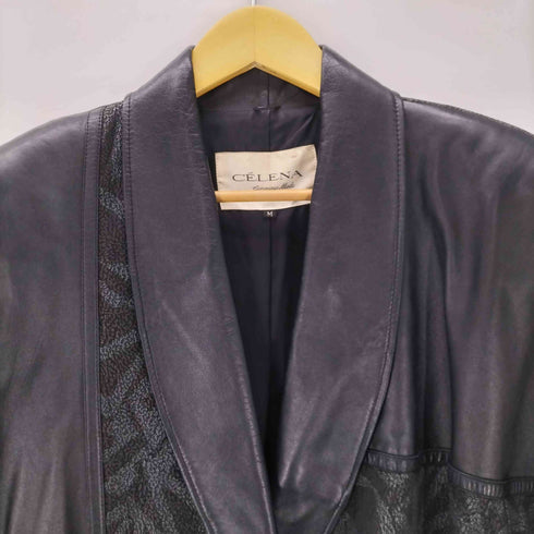 Emboss Lamb Leather Chester Long Coat エンボス加工 羊革 ラムレザー チェスター ロング コート レディース import:M