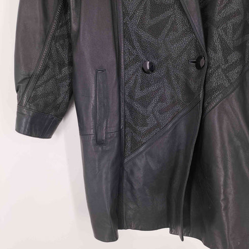 Emboss Lamb Leather Chester Long Coat エンボス加工 羊革 ラムレザー チェスター ロング コート レディース import:M