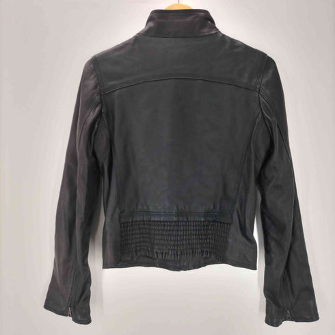 Lamb Leather Lacket 羊革 ラムレザー シングル ライダース ジャケット 比翼 レディース JPN:9号