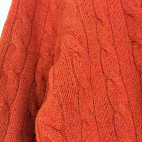 ポロバイラルフローレン Polo by RALPH LAUREN 90S LAMB WOOL スモールポニー刺繍 ケーブル編み ハーフジップニット メンズ import:L