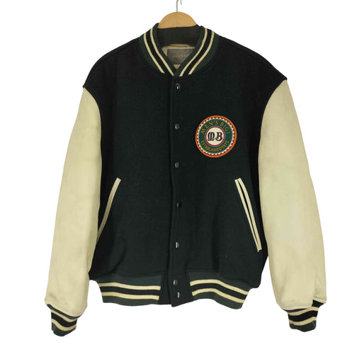 メンズビギ MENS BIGI 80-90s カウレザー切り替え両面刺繍ウールスタジャン メンズ 48