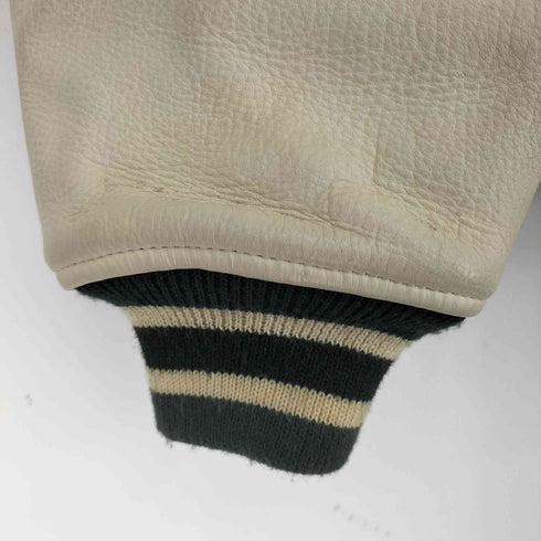 メンズビギ MENS BIGI 80-90s カウレザー切り替え両面刺繍ウールスタジャン メンズ 48