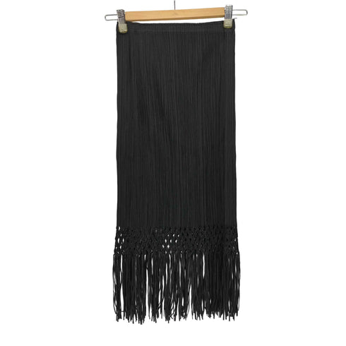 プリーツプリーズイッセイミヤケ PLEATS PLEASE ISSEY MIYAKE 08SS 編み込みデザイン フリンジ プリーツスカート レディース JPN:1