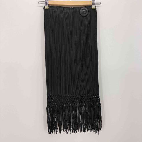 プリーツプリーズイッセイミヤケ PLEATS PLEASE ISSEY MIYAKE 08SS 編み込みデザイン フリンジ プリーツスカート レディース JPN:1