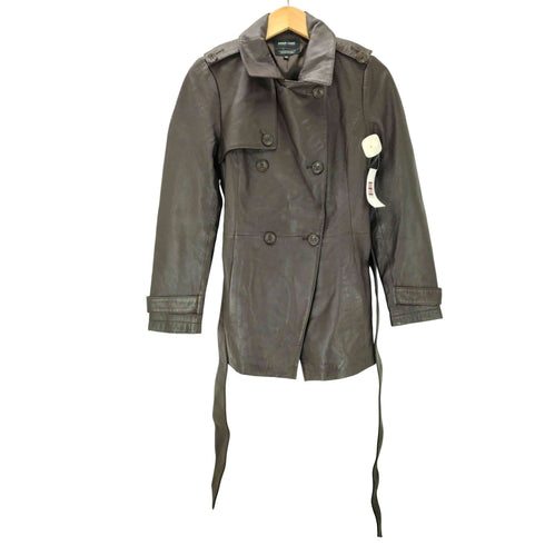 Gun Flap Double Breasted Lamb Leather Balmacaan Coat 羊革 ラムレザー ガンフラップ ダブル バルマカーン ステンカラーコート レディース import:M
