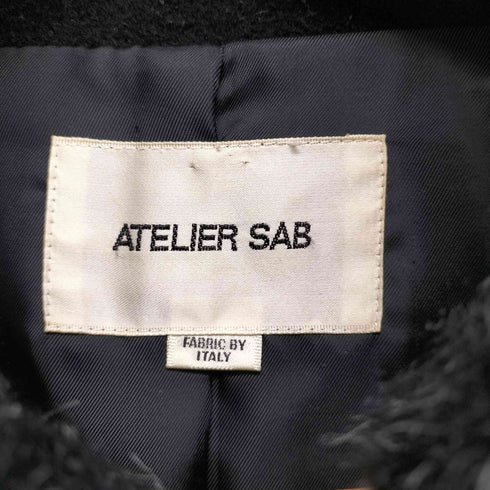 アトリエサブ ATELIER SAB FABRIC BY ITALY 襟ファーウールステンカラーコート レディース