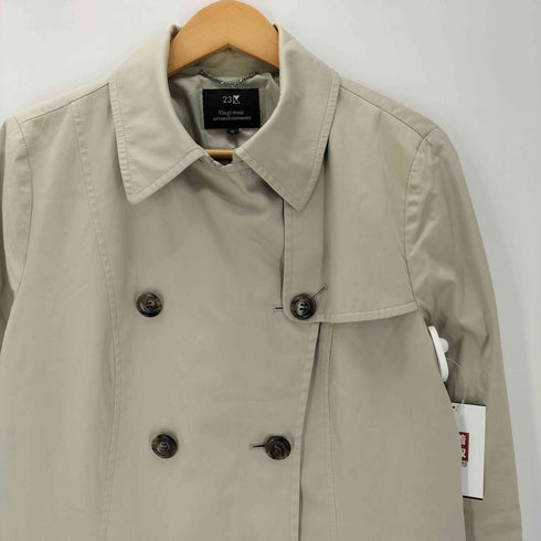 ニジュウサンク 23区 Gun Flap Double Breasted Balmacaan Coat 裏地背抜き ガンフラップ ダブルブレスト バルマカーン ステンカラー コート レディース 46
