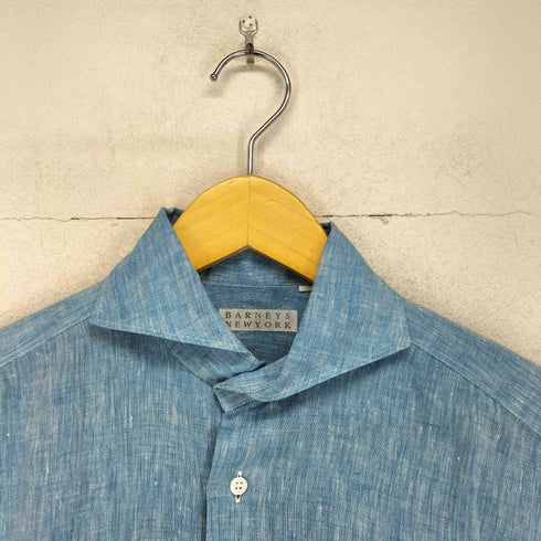 バーニーズニューヨーク BARNEYS NEWYORK リネン ホリゾンタルカラーシャツ メンズ import:S