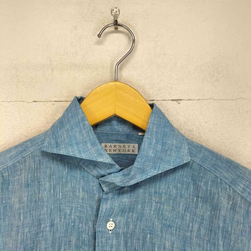 バーニーズニューヨーク BARNEYS NEWYORK リネン ホリゾンタルカラーシャツ メンズ import:S