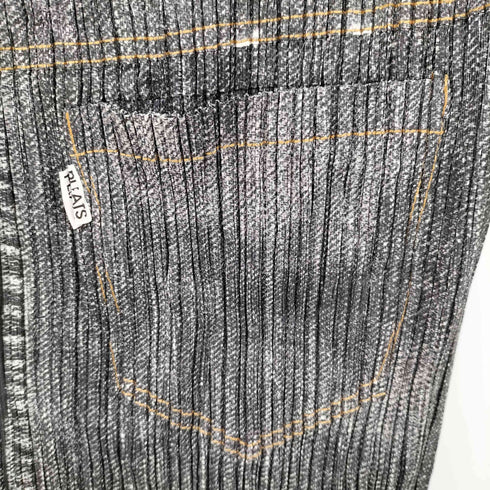 プリーツプリーズイッセイミヤケ PLEATS PLEASE ISSEY MIYAKE 07SS デニム転写 プリーツ ミニスカート レディース FREE