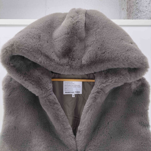 マーシャルテル MARECHAL TERRE 25AW エコファー ロング ジレ フーディー ダウン ベスト キルティング レディース JPN:2