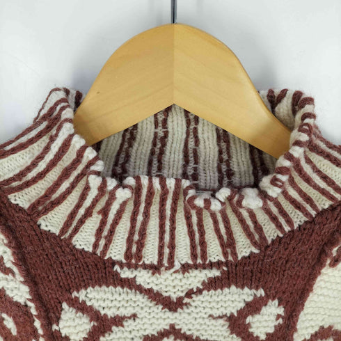 DANIEL D 総柄 モックネック フリンジ ニット メンズ 38