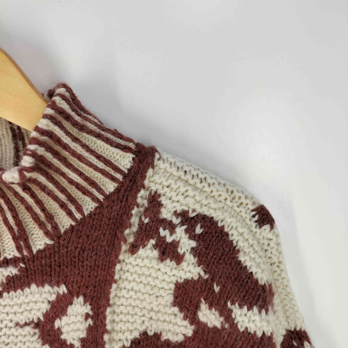 DANIEL D 総柄 モックネック フリンジ ニット メンズ 38