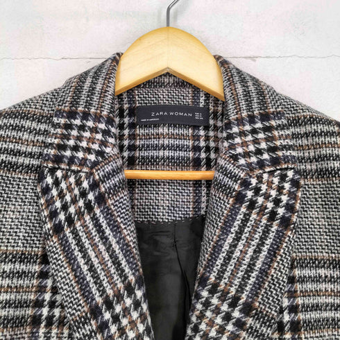 ザラ ZARA WOMEN チェック柄1Bチェスターコート レディース S
