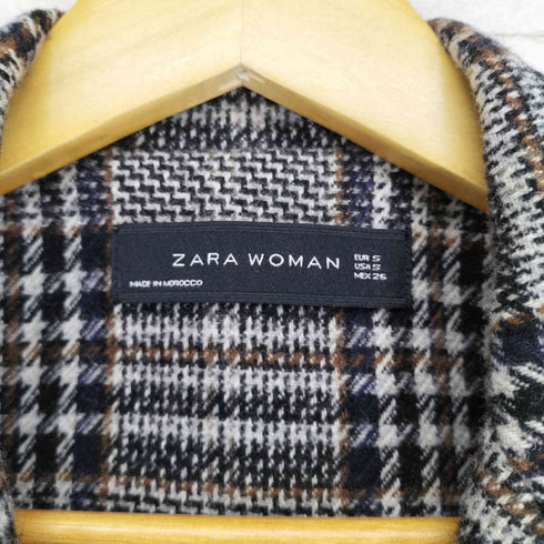 ザラ ZARA WOMEN チェック柄1Bチェスターコート レディース S