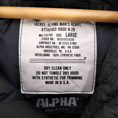 アルファインダストリーズ ALPHA INDUSTRIES 90S USA製 N-2B フライトジャケット ブラック メンズ import:L