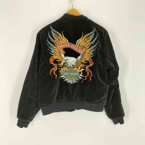 ハーレーダビッドソン HARLEY-DAVIDSON 90s 鷲 刺繍 ベルベットスカジャン メンズ import:M