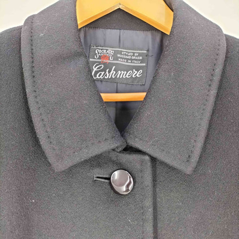 イタリア製 CASHMERE カシミヤ100% ステンカラーコート レディース
