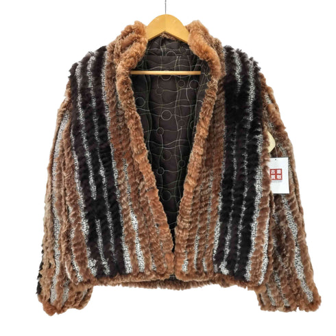 Real Fur&Silk 100% Reversible Quilting Blouson Mouton Jacket リアルファー 裏地 絹 シルク 100% リバーシブル キルティング ブルゾン ムートン ジャケット レディース import:M