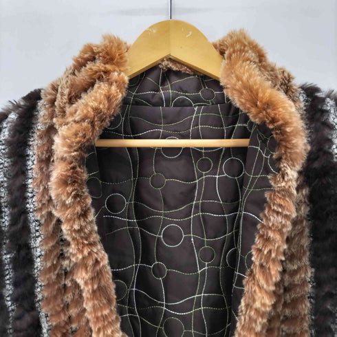 Real Fur&Silk 100% Reversible Quilting Blouson Mouton Jacket リアルファー 裏地 絹 シルク 100% リバーシブル キルティング ブルゾン ムートン ジャケット レディース import:M