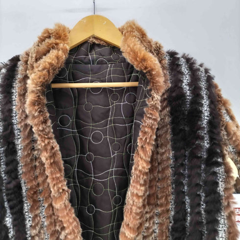 Real Fur&Silk 100% Reversible Quilting Blouson Mouton Jacket リアルファー 裏地 絹 シルク 100% リバーシブル キルティング ブルゾン ムートン ジャケット レディース import:M