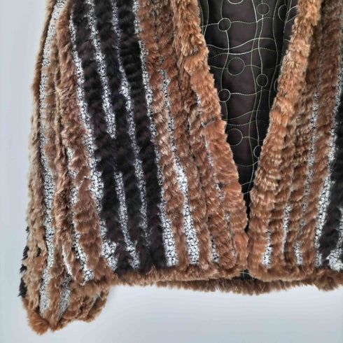 Real Fur&Silk 100% Reversible Quilting Blouson Mouton Jacket リアルファー 裏地 絹 シルク 100% リバーシブル キルティング ブルゾン ムートン ジャケット レディース import:M