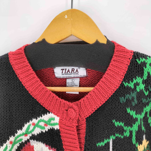 ティアラ Tiara 総柄コットンニットカーディガン レディース JPN:L