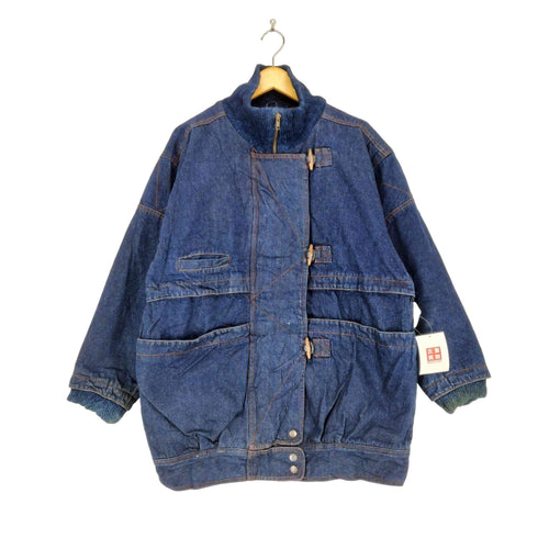 ANDY JOHNS ニット切替トグルボタンデニムコート レディース M